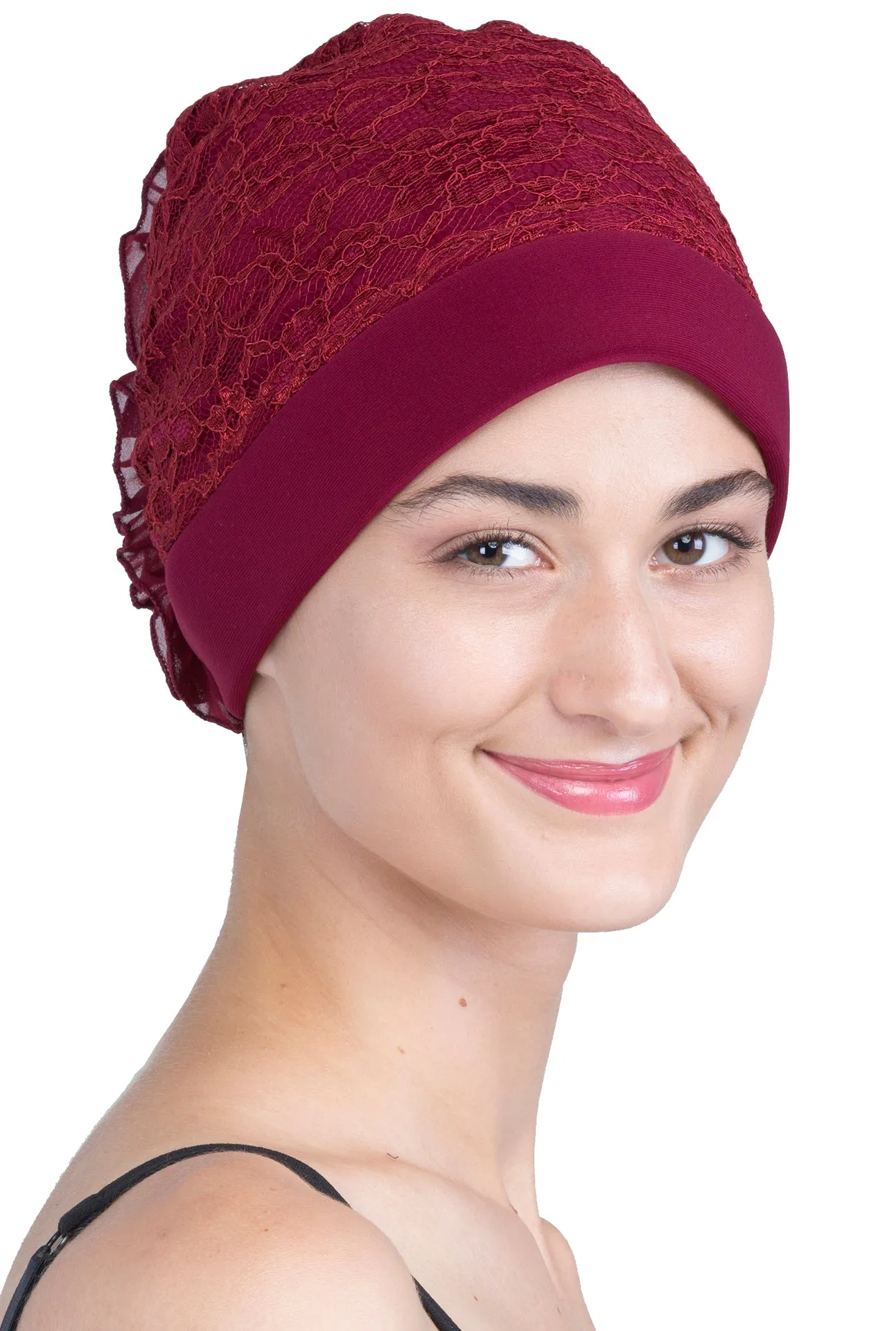 Lace Headwear with Ruffle Flower
