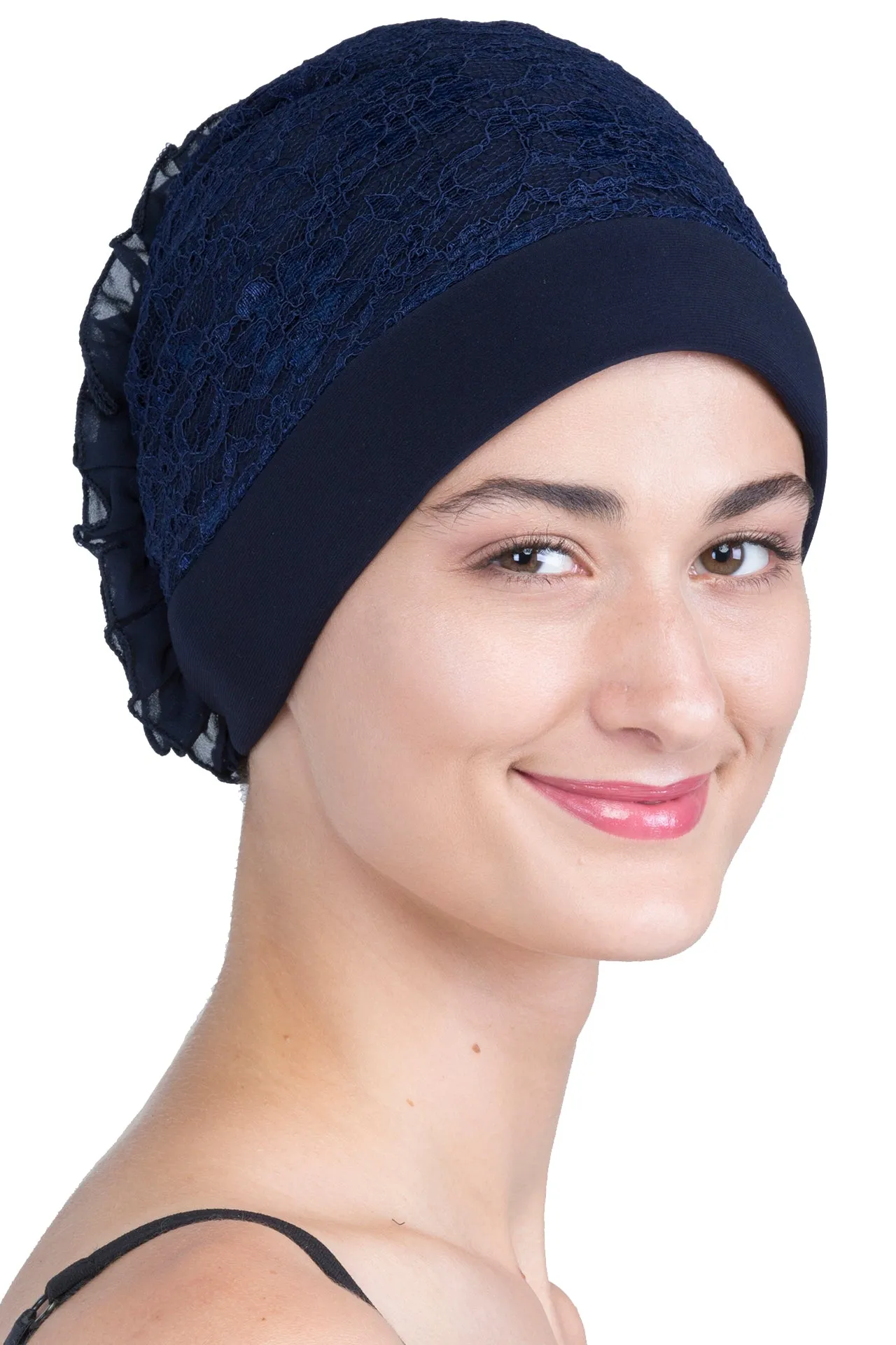 Lace Headwear with Ruffle Flower