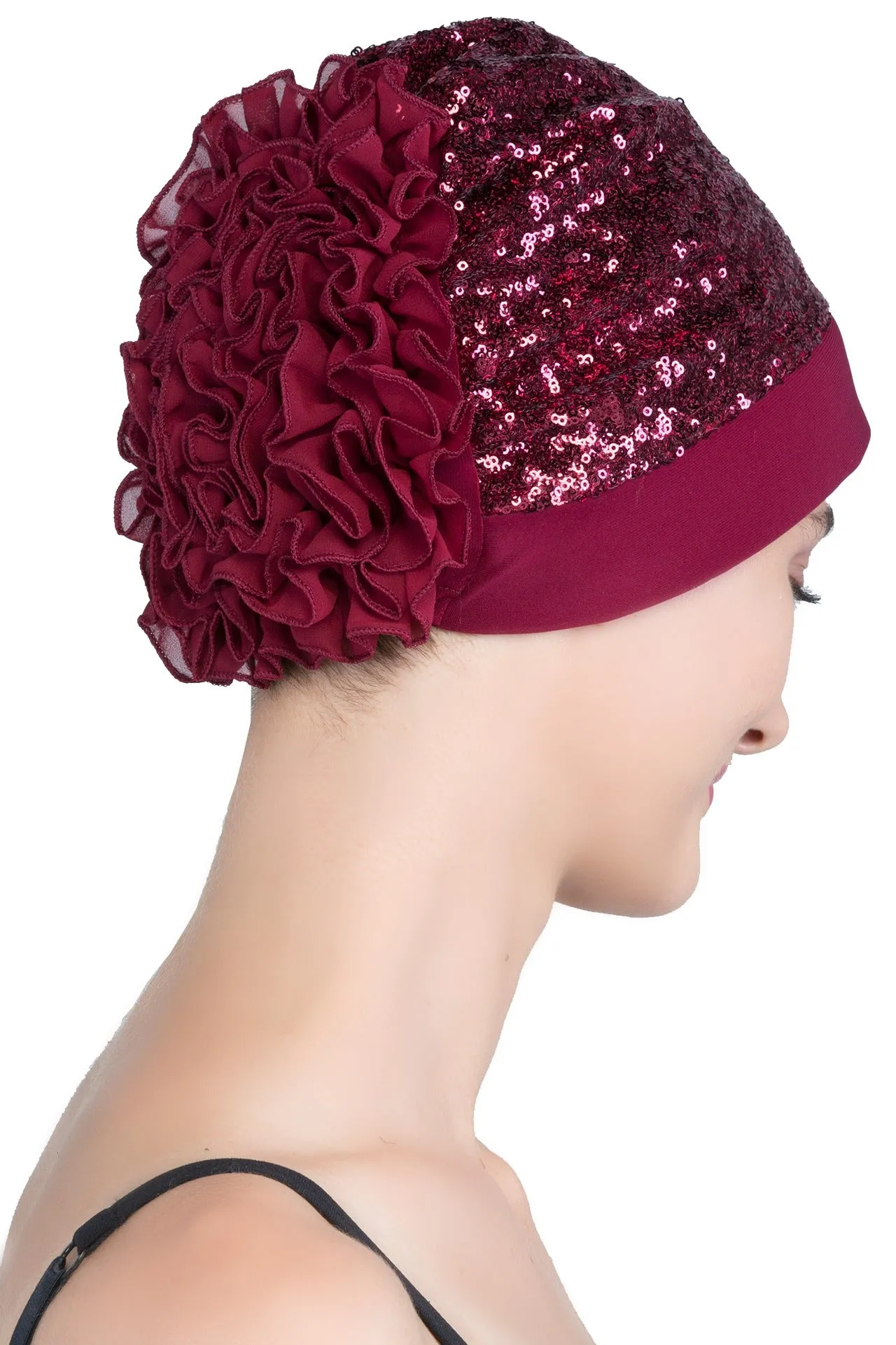 Lace Headwear with Ruffle Flower