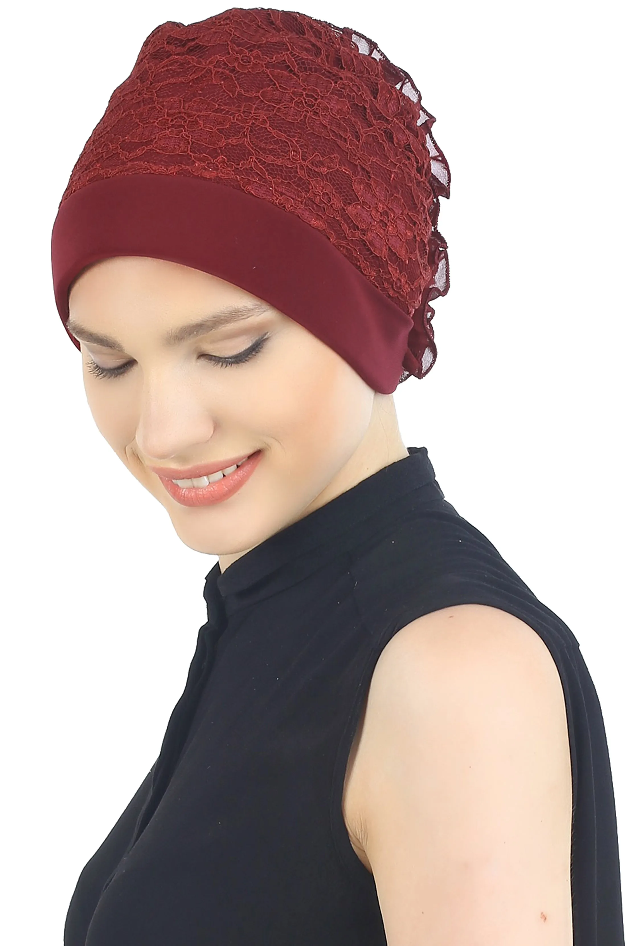 Lace Headwear with Ruffle Flower