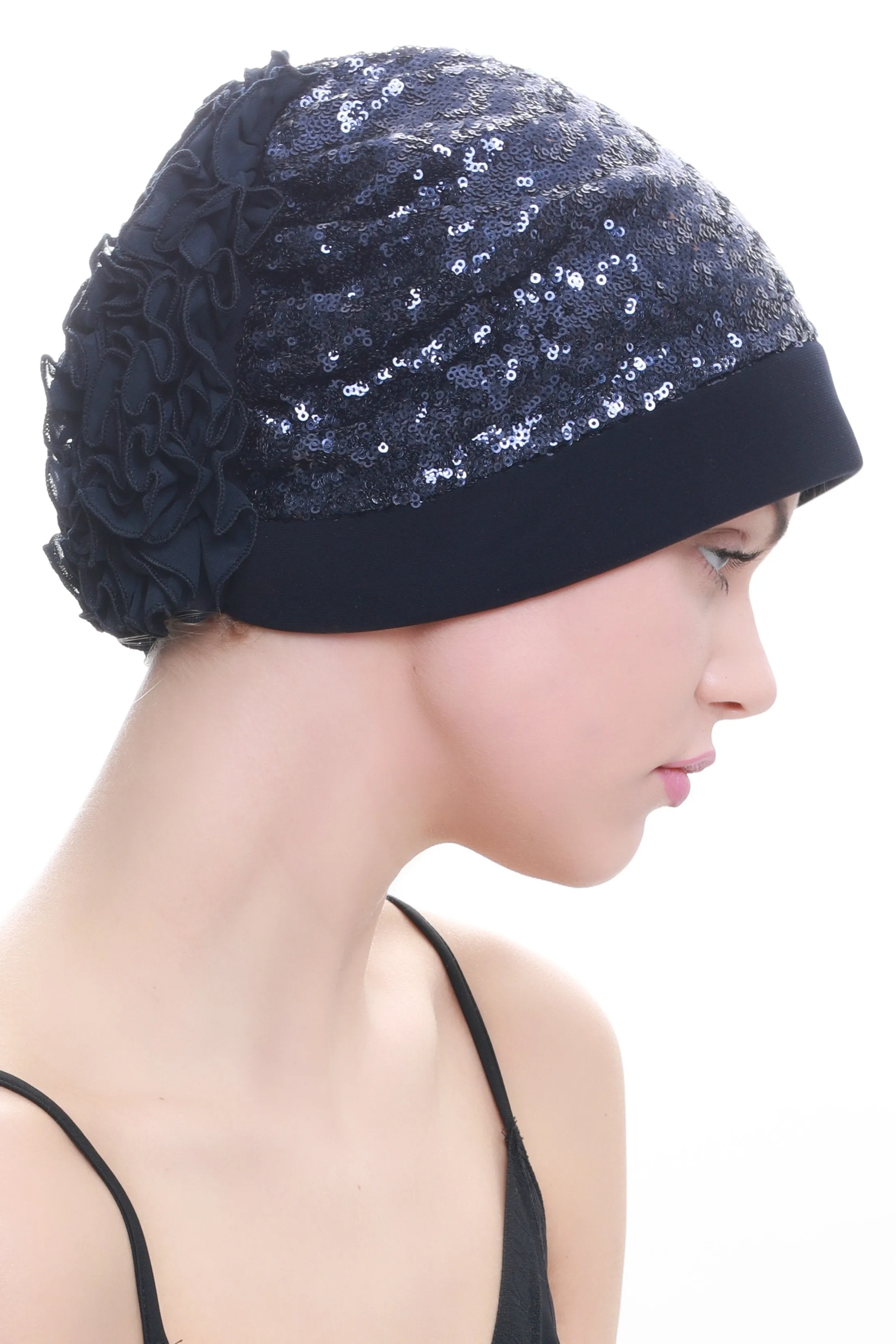 Lace Headwear with Ruffle Flower