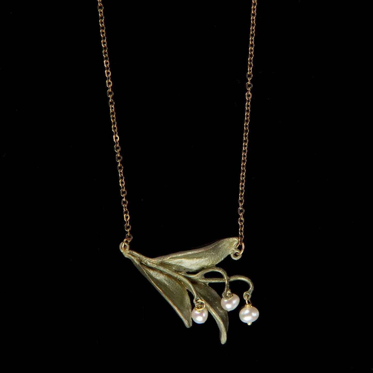 Elegant Triple Leaf Lily of the Valley Pendant - Delicate Floral Jewelry