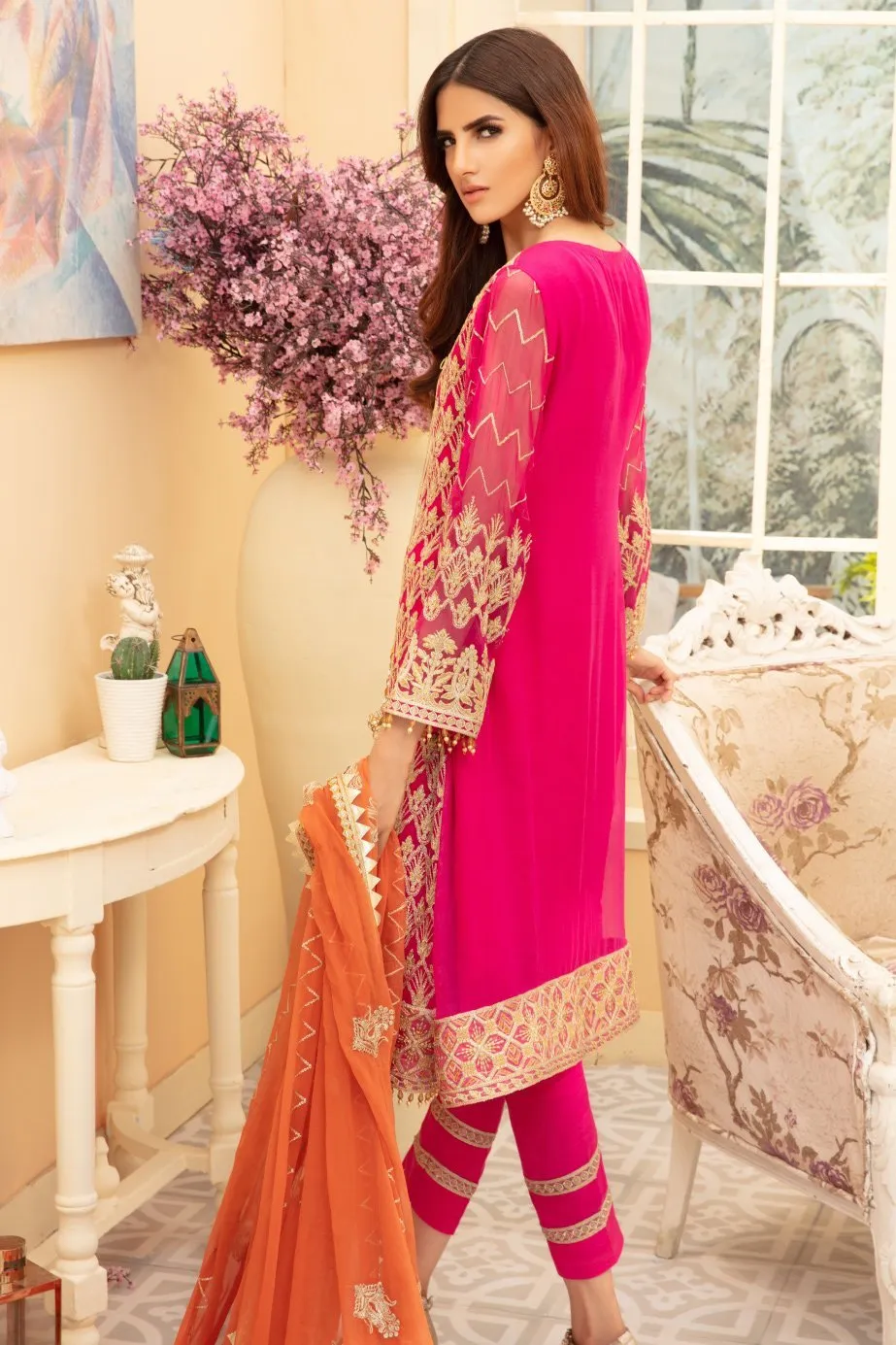 Maryum N Maria Premium Chiffon Collection – PINKILE WHELITE (MMD-01)