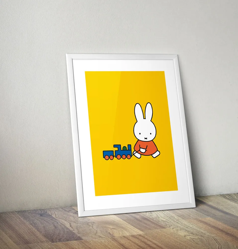 Miffy Pulling a Toy Train Framed Mini Poster