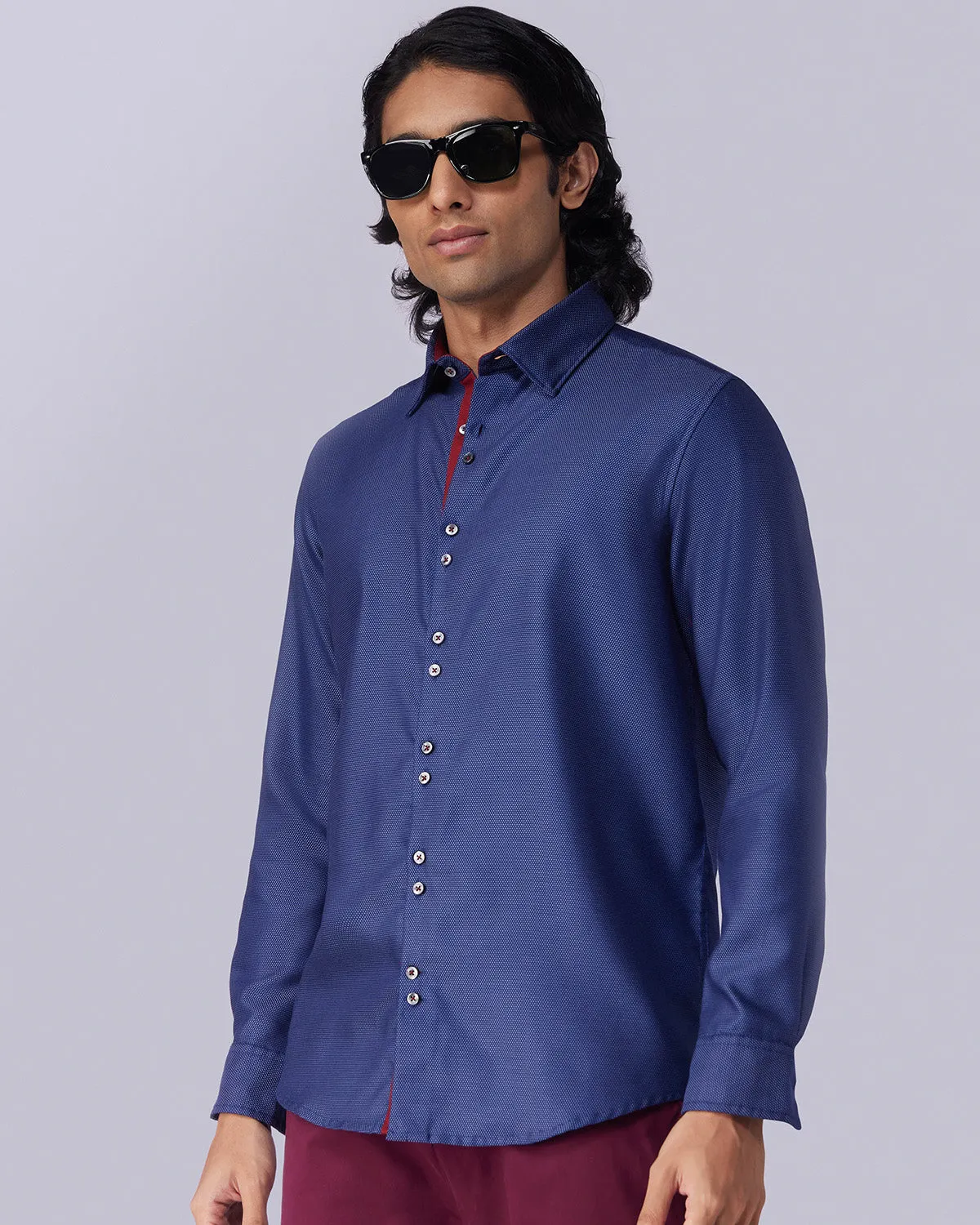Navy Dobby Party Shirt