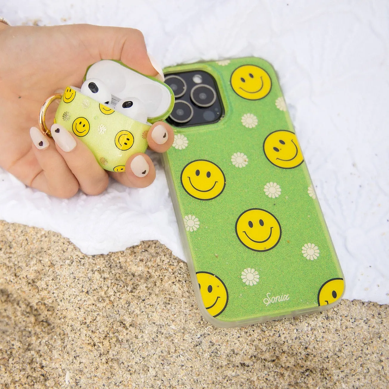 Neon Smiley Yellow AirPods Case