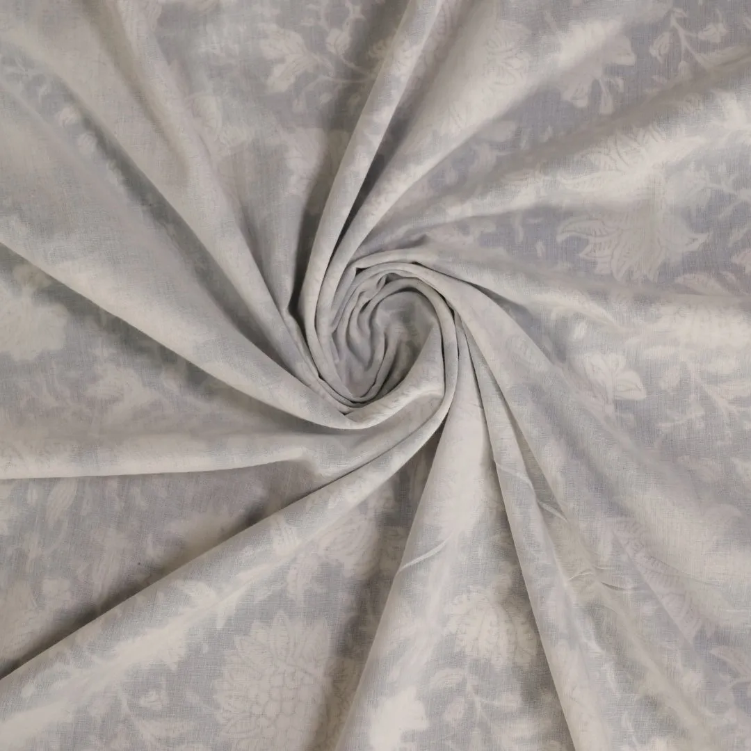 Off-White Handprinted Cotton Light Coverlet