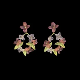 Pink Hydrangea Earrings - Hoop Post
