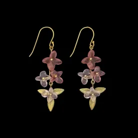 Pink Hydrangea Earrings - Long Wire