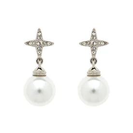 Pl Crystal Star & Pearl Earrings