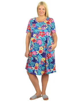 Plus Size Short Sleeve Cotton Knit Short Dress