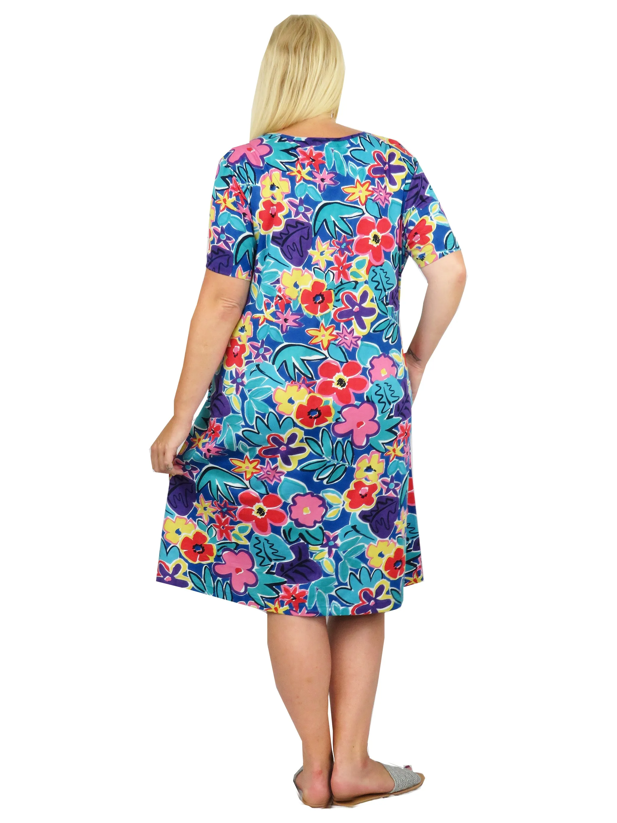 Plus Size Short Sleeve Cotton Knit Short Dress