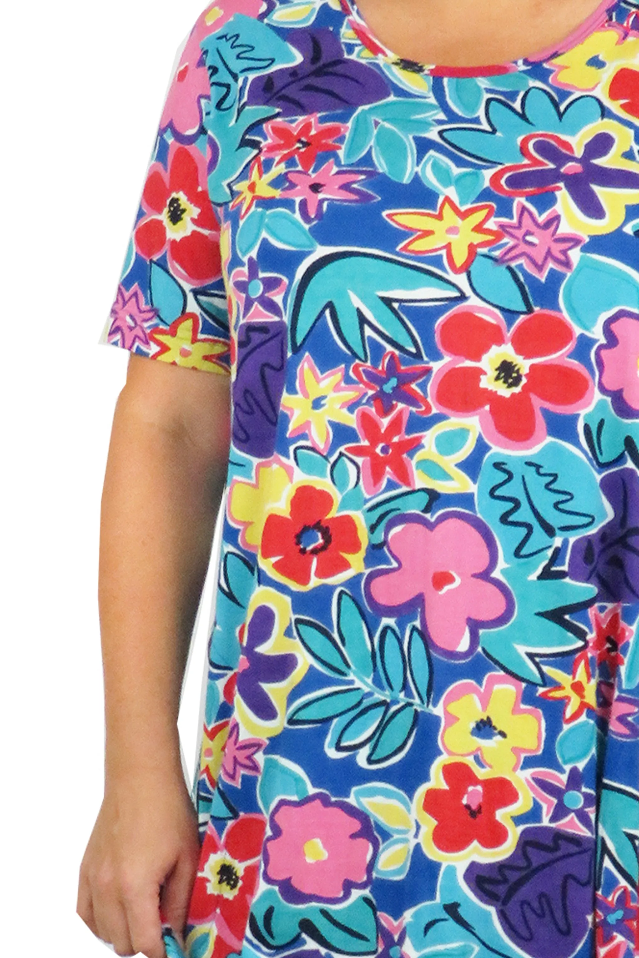 Plus Size Short Sleeve Cotton Knit Short Dress