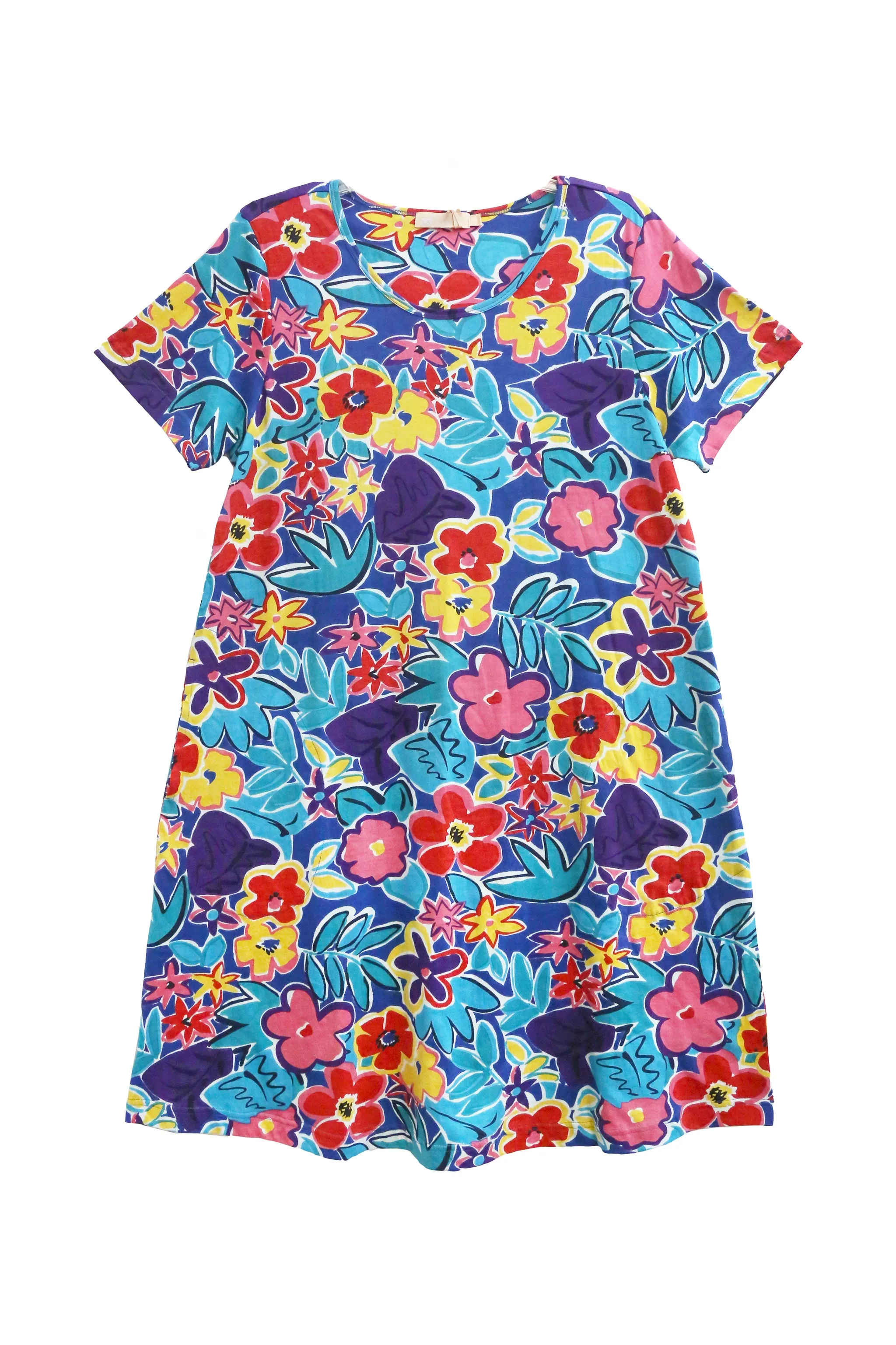 Plus Size Short Sleeve Cotton Knit Short Dress