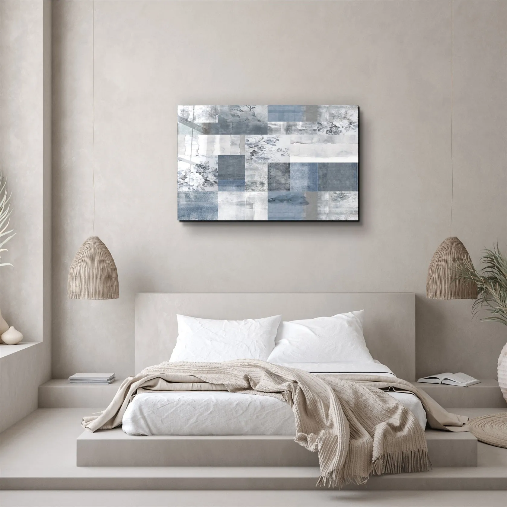 ・"Abstract Black and White Patterns"・Glass Wall Art