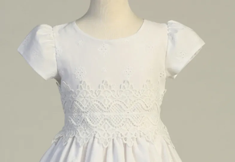 "Madison" Cotton Eyelet Girls Dress LNKSP179