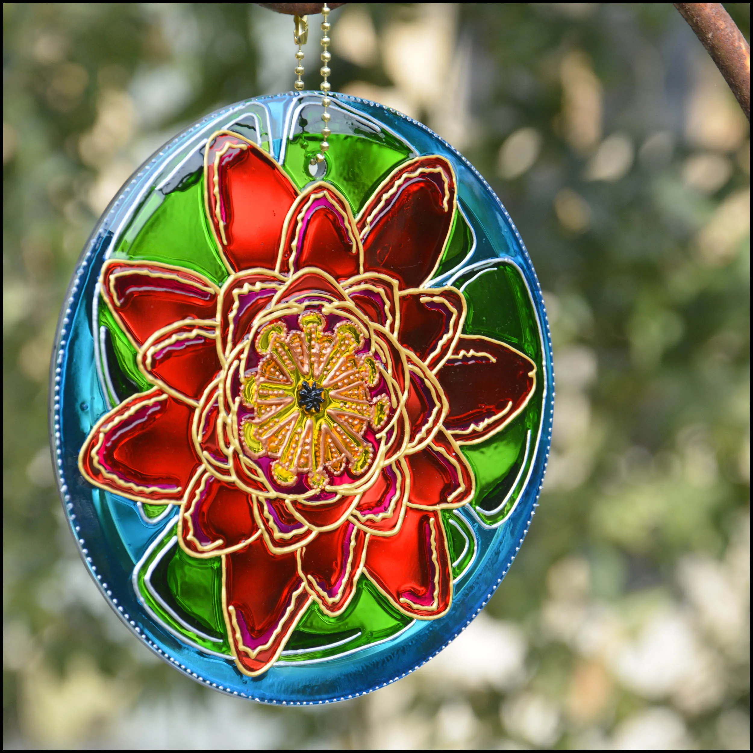 Radiant Pink Water Lily Flower Suncatcher