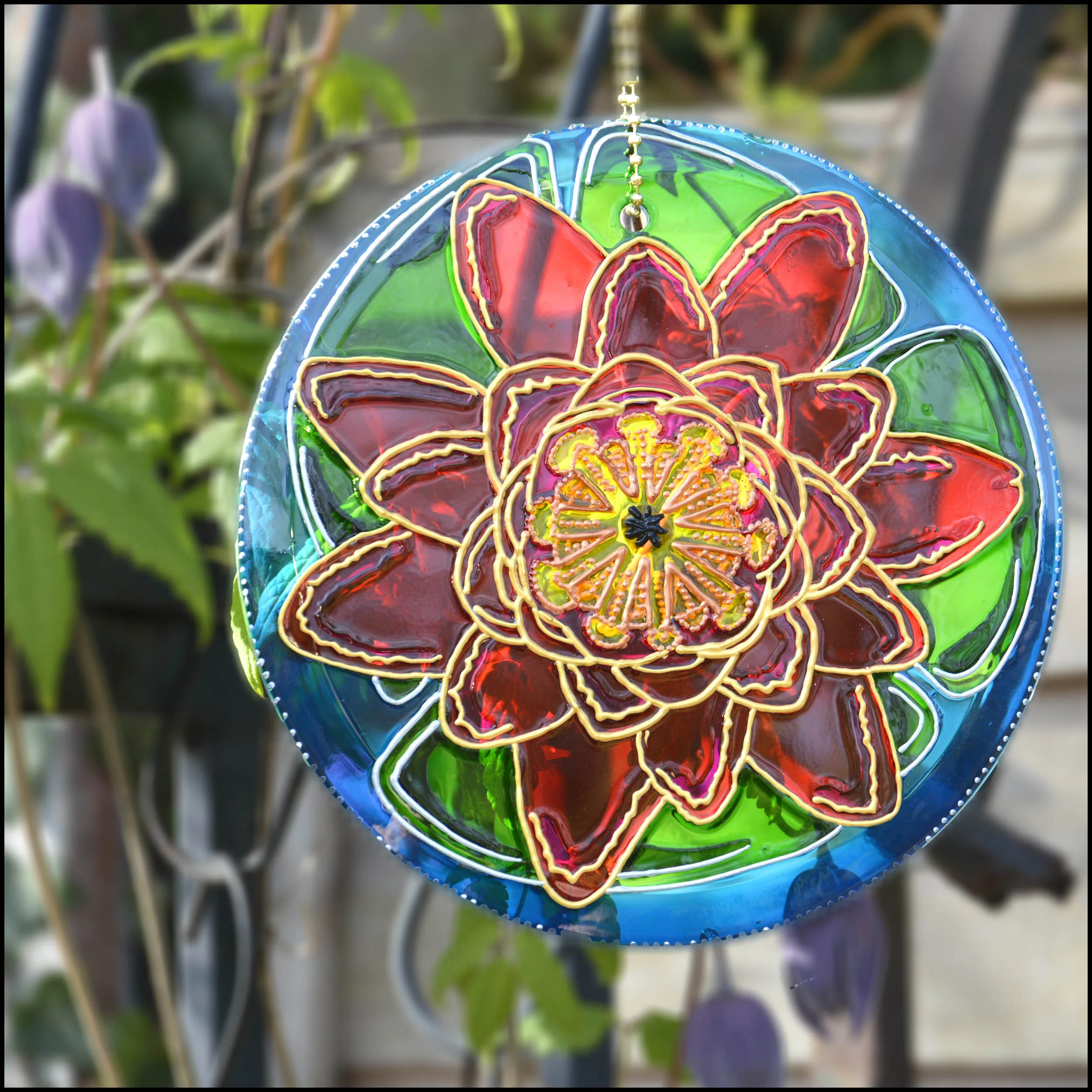 Radiant Pink Water Lily Flower Suncatcher