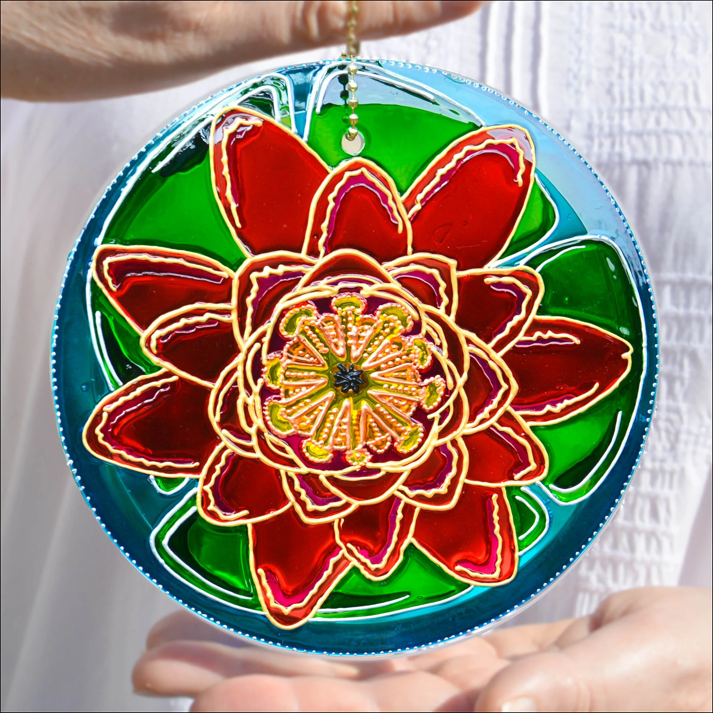 Radiant Pink Water Lily Flower Suncatcher