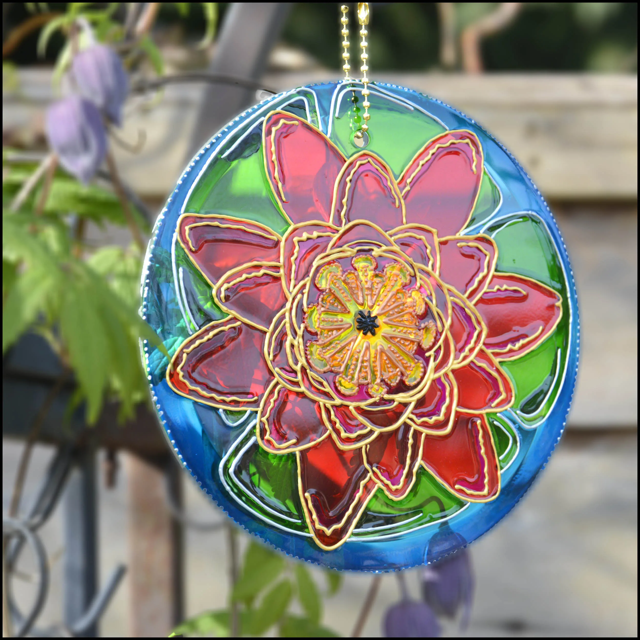 Radiant Pink Water Lily Flower Suncatcher