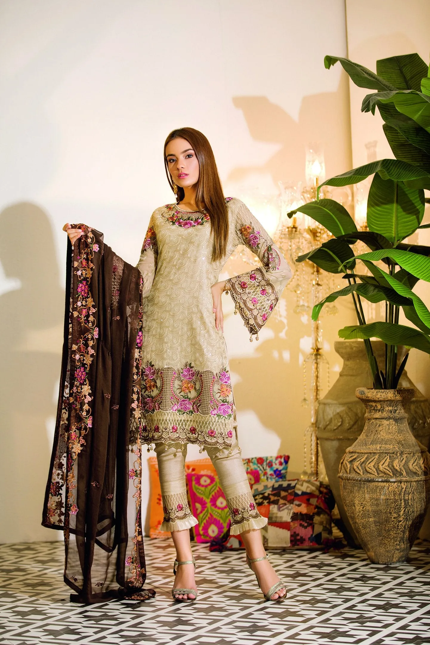 Ramsha Chevron Chiffon Collection 2019 – A-111