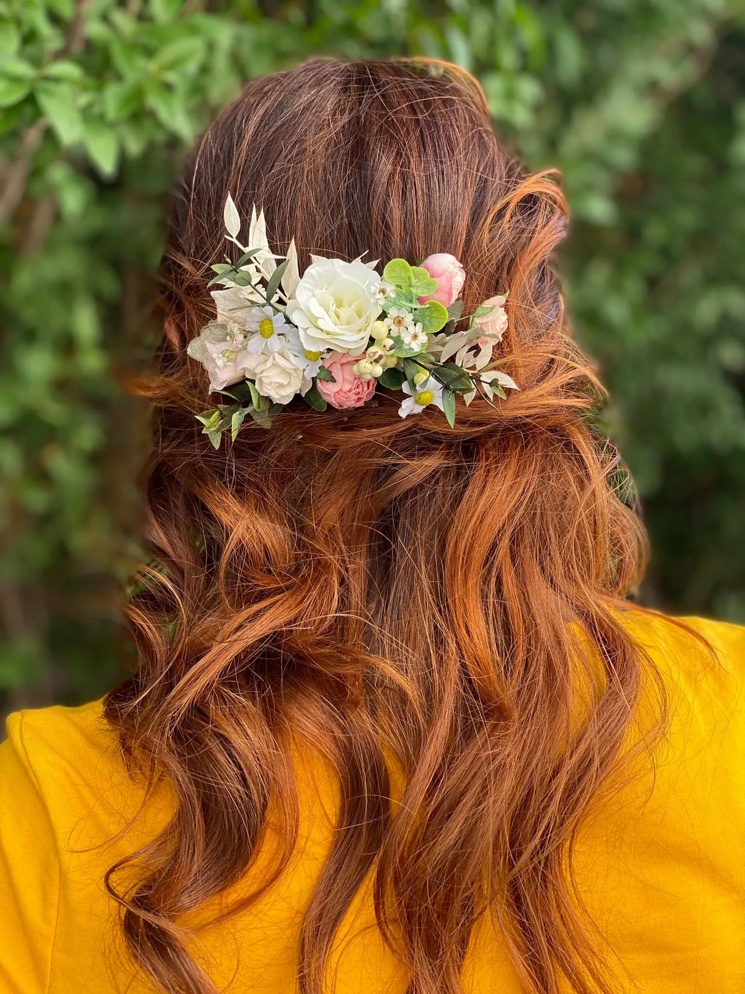 Romantic flower hair comb Bridal headpiece Pink peony flower comb Magaela accessories Wedding hair flowers Hair arrangement Boho headpiece