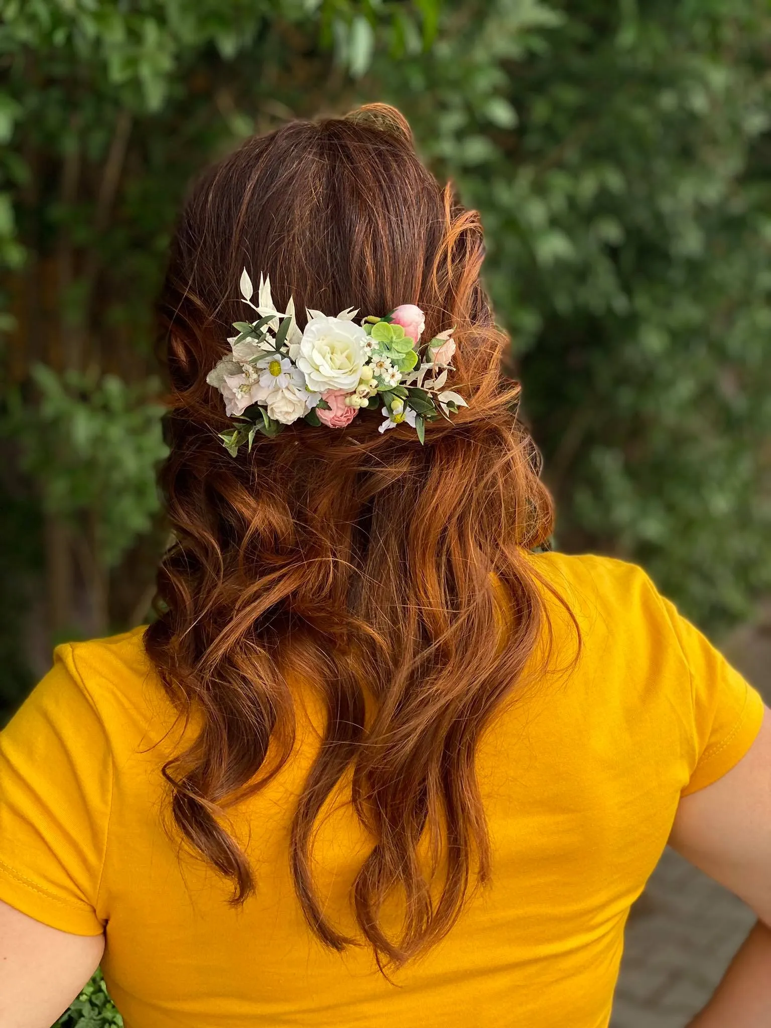 Romantic flower hair comb Bridal headpiece Pink peony flower comb Magaela accessories Wedding hair flowers Hair arrangement Boho headpiece