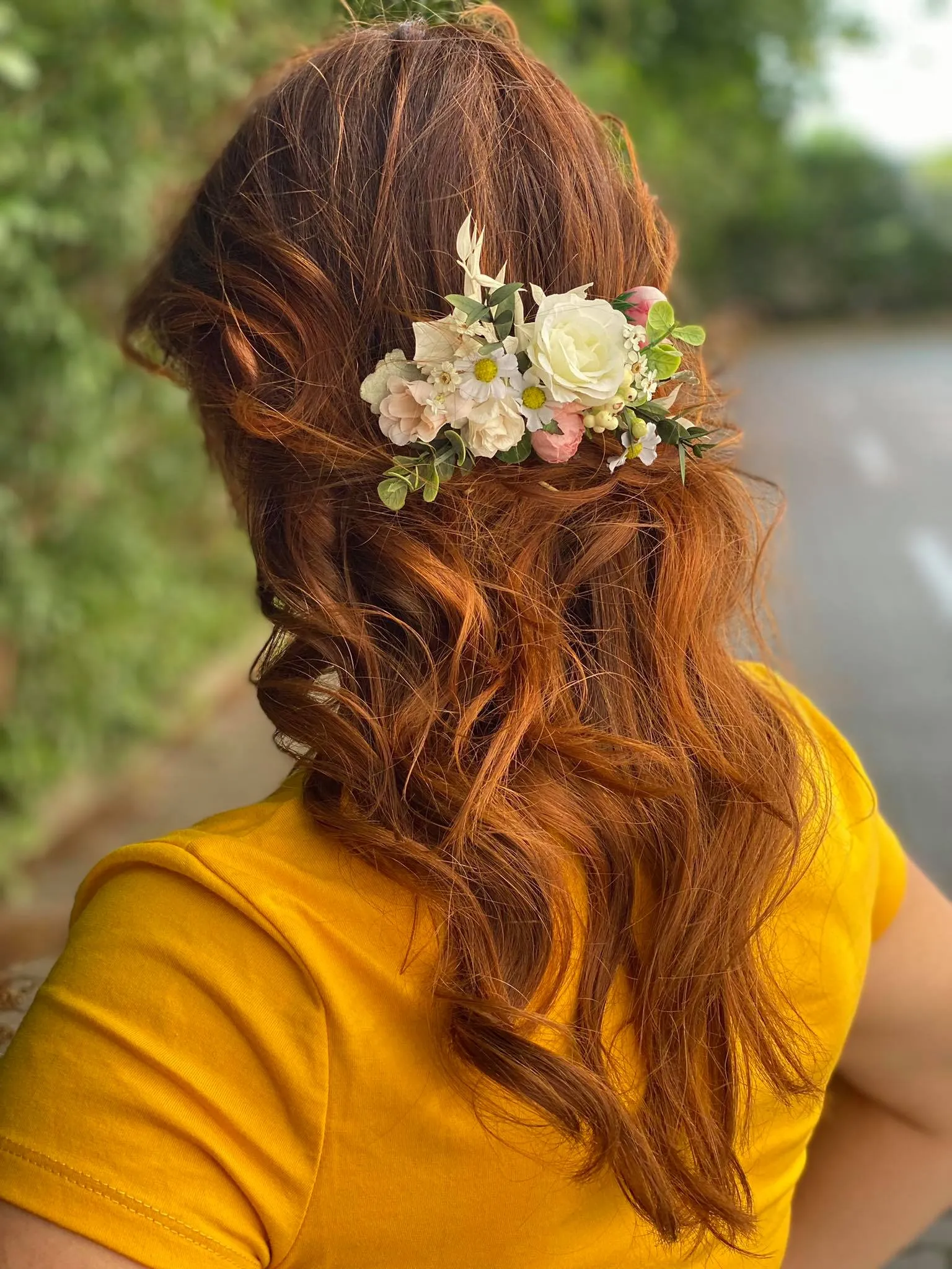 Romantic flower hair comb Bridal headpiece Pink peony flower comb Magaela accessories Wedding hair flowers Hair arrangement Boho headpiece