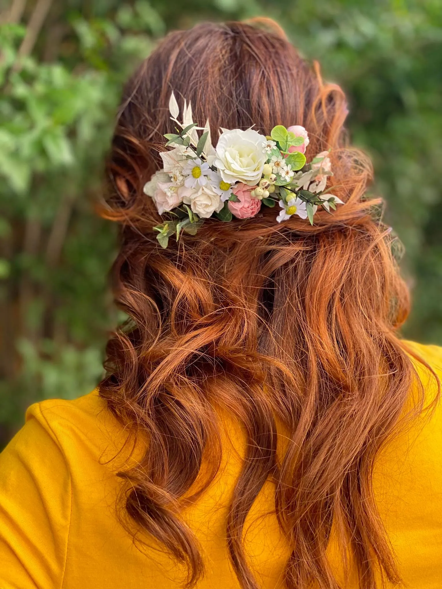 Romantic flower hair comb Bridal headpiece Pink peony flower comb Magaela accessories Wedding hair flowers Hair arrangement Boho headpiece