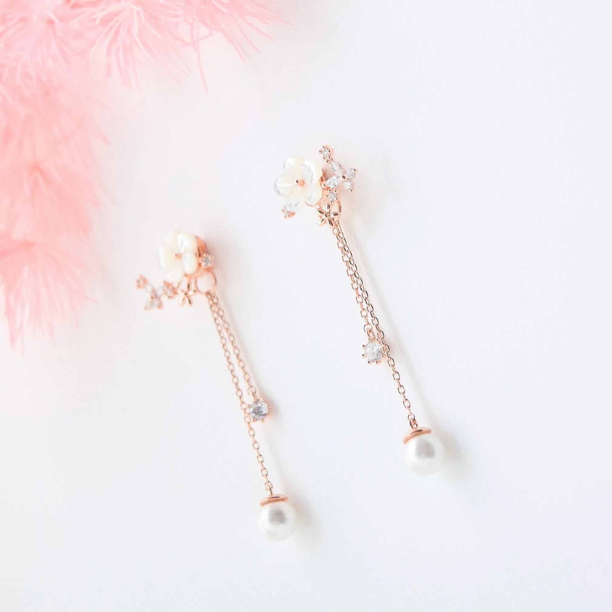 Rose Gold Sakura Blossom Earrings