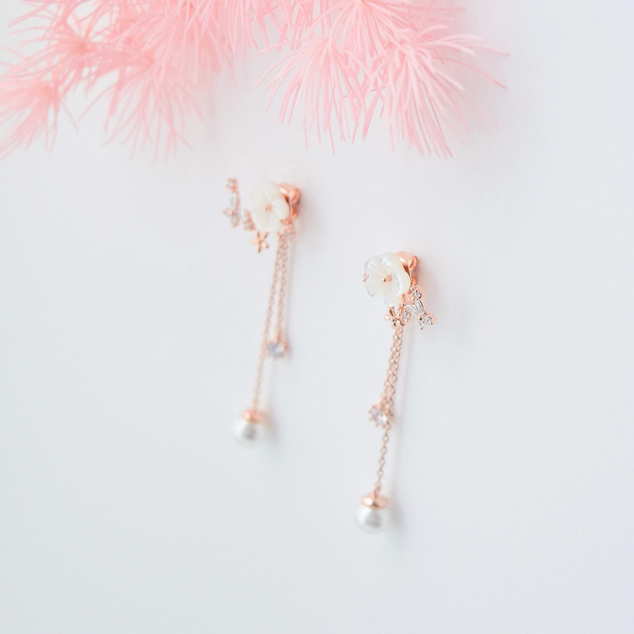 Rose Gold Sakura Blossom Earrings