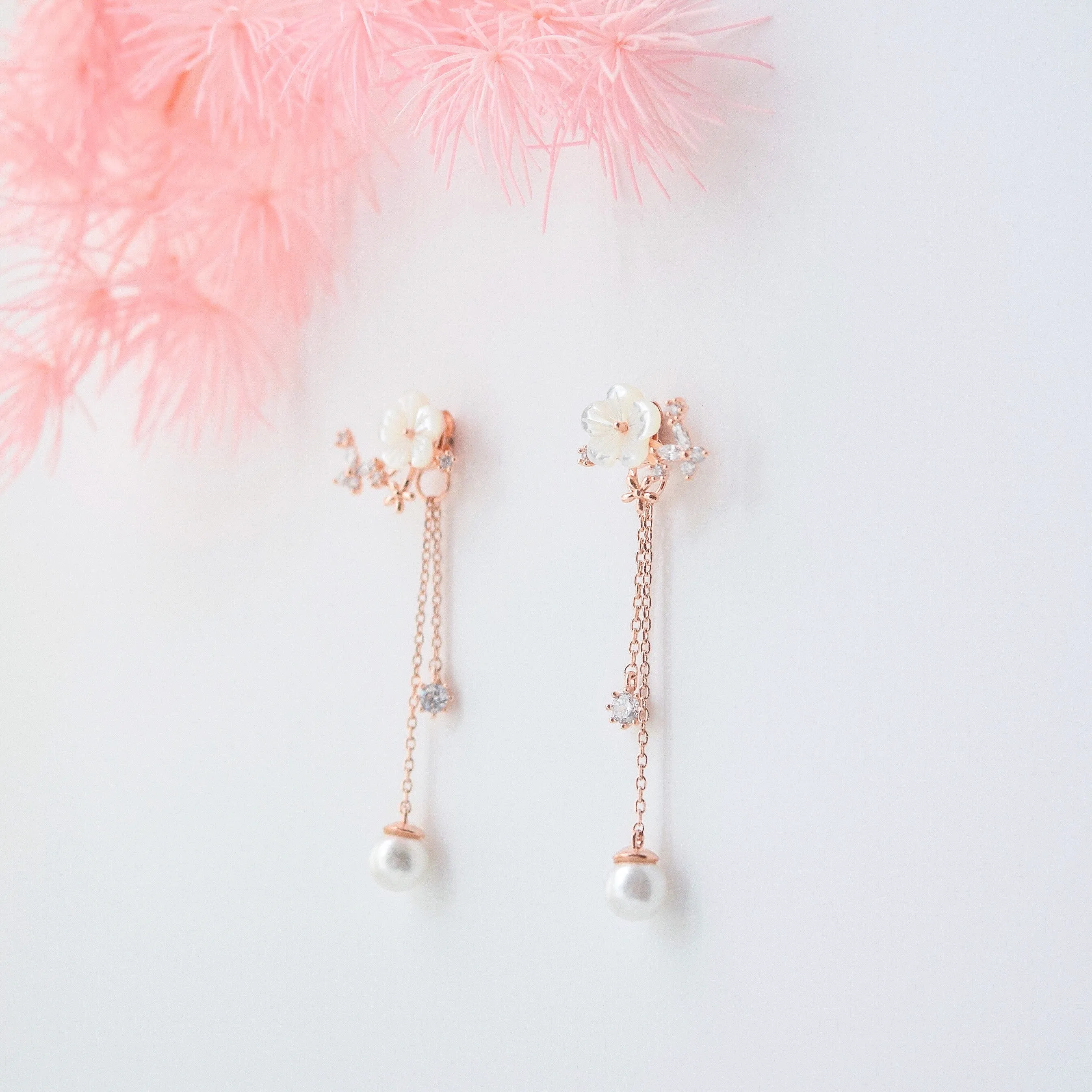 Rose Gold Sakura Blossom Earrings