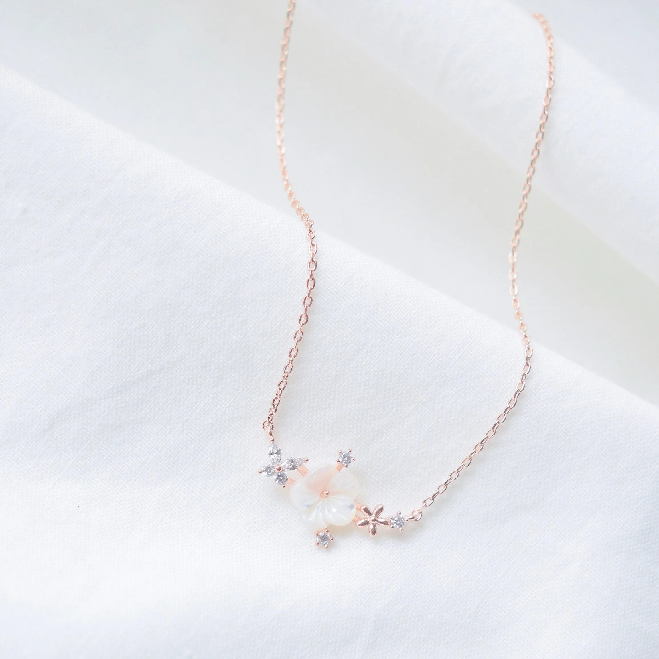 Rose Gold Sakura Blossom Necklace