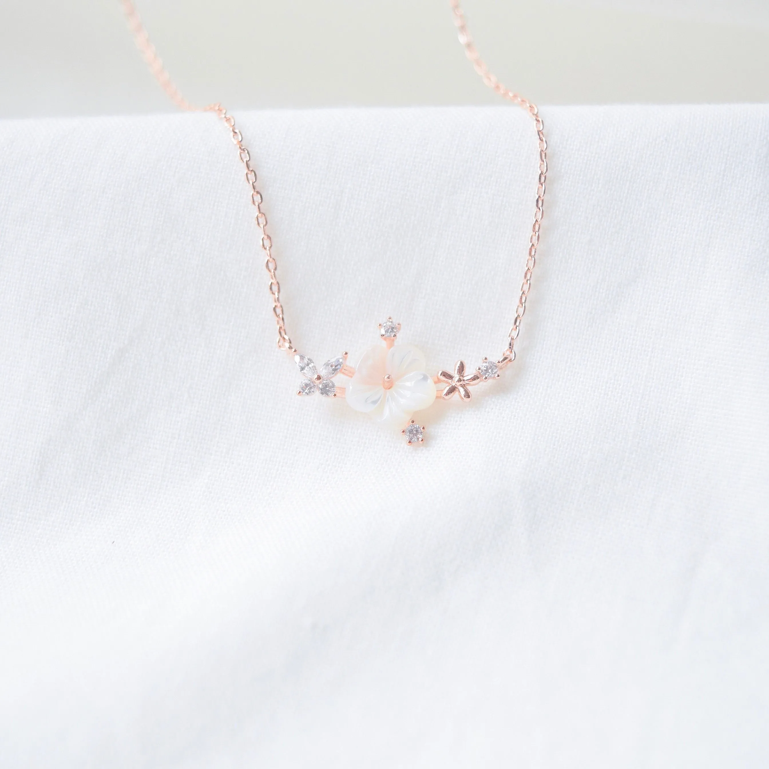 Rose Gold Sakura Blossom Necklace
