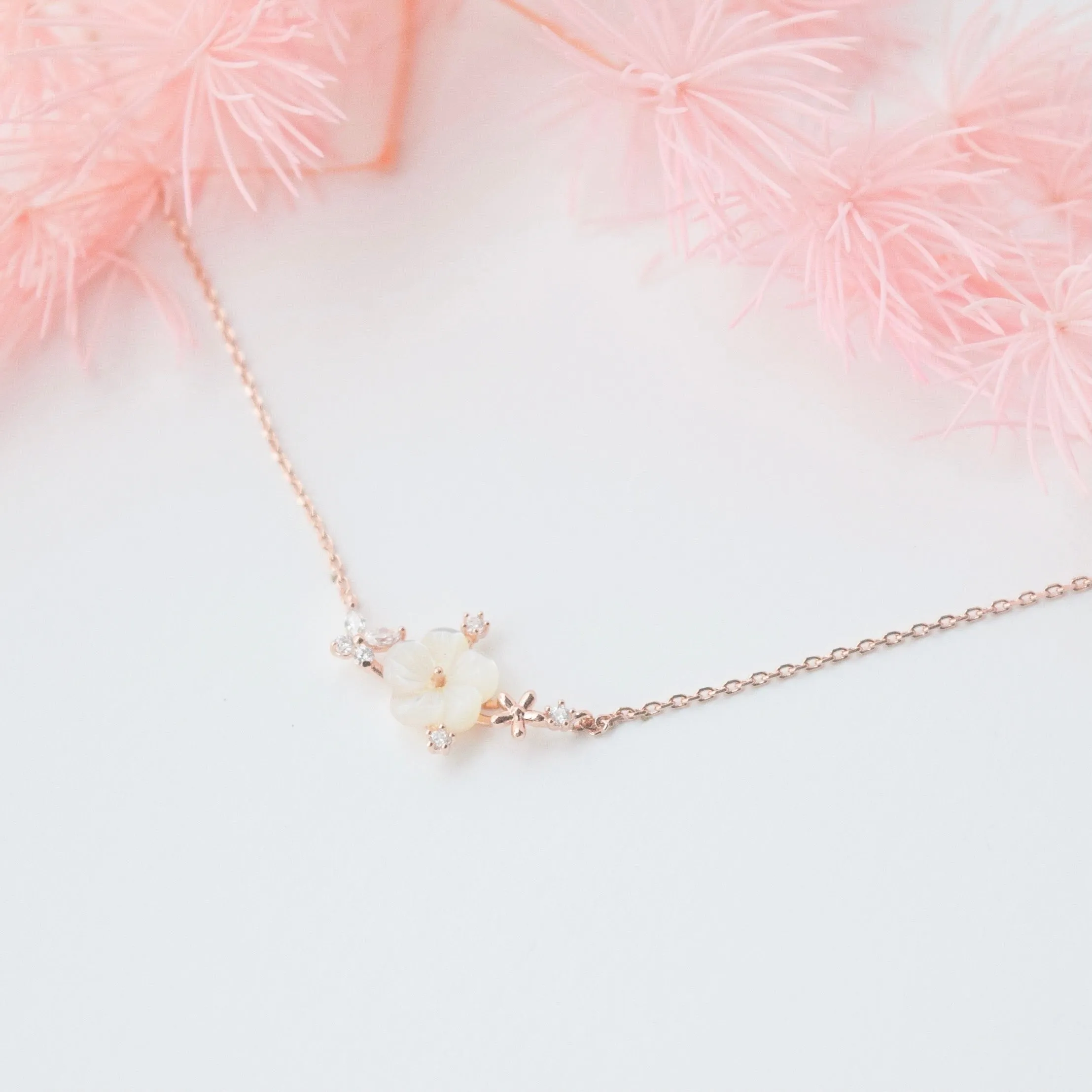 Rose Gold Sakura Blossom Necklace