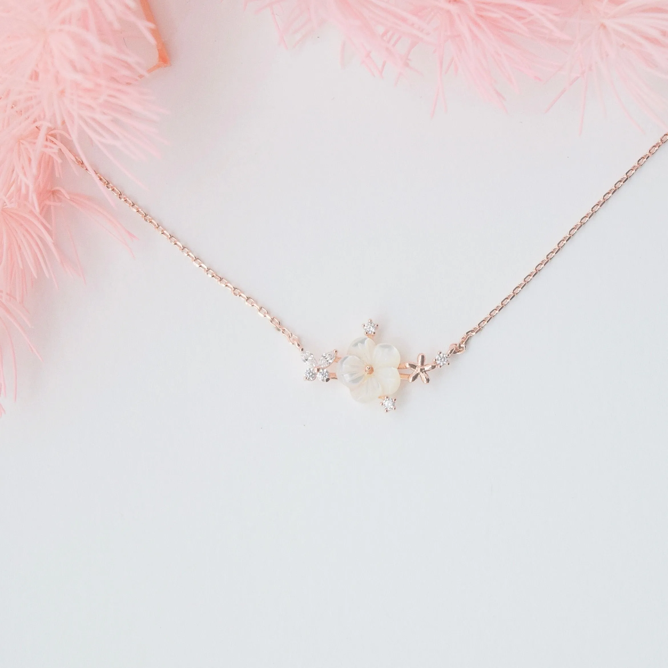 Rose Gold Sakura Blossom Necklace