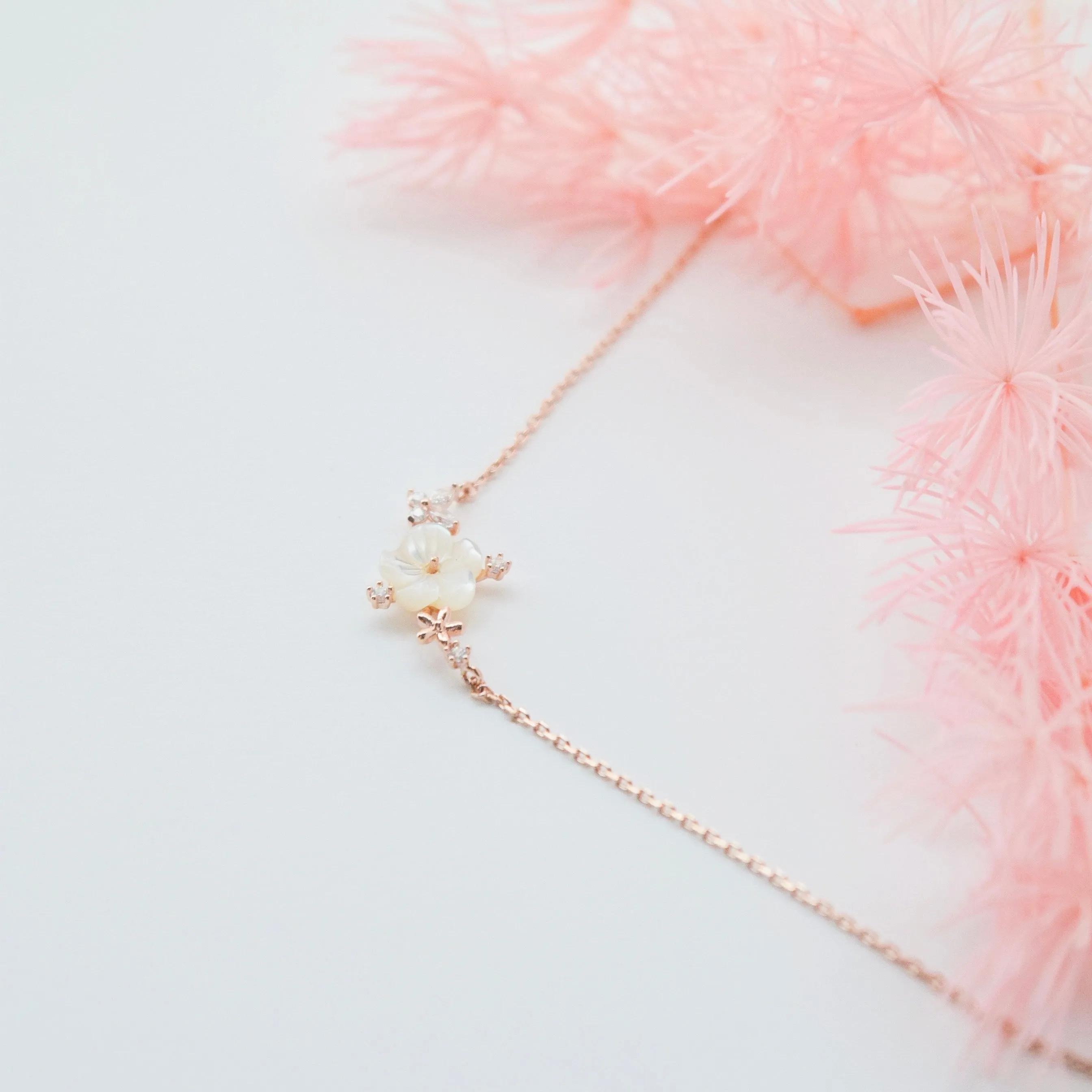 Rose Gold Sakura Blossom Necklace