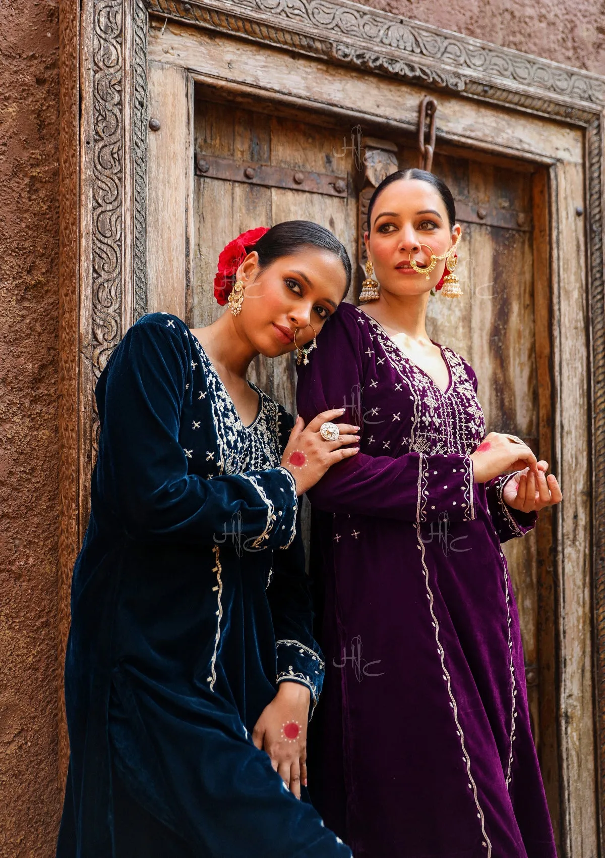 Rumi Embroidered Velvet Straight Kurta Set