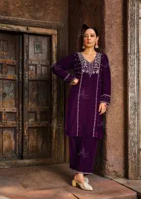 Rumi Embroidered Velvet Straight Kurta Set
