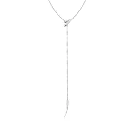 Sabre Deco Long Drop Necklace - Silver