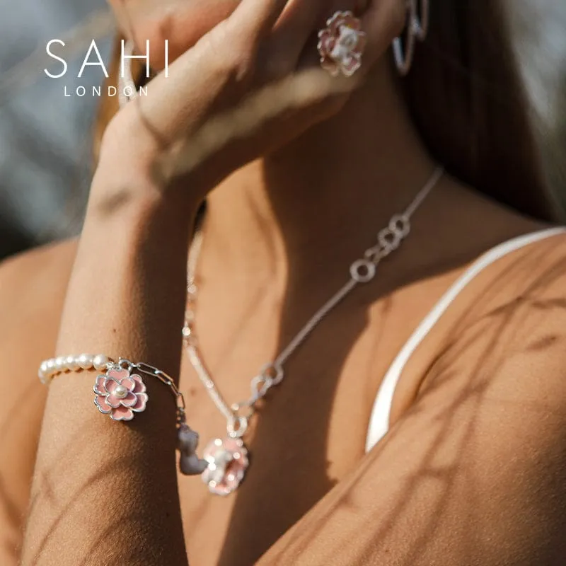 Sahi Enameled Pearl Bear Chain Bracelet
