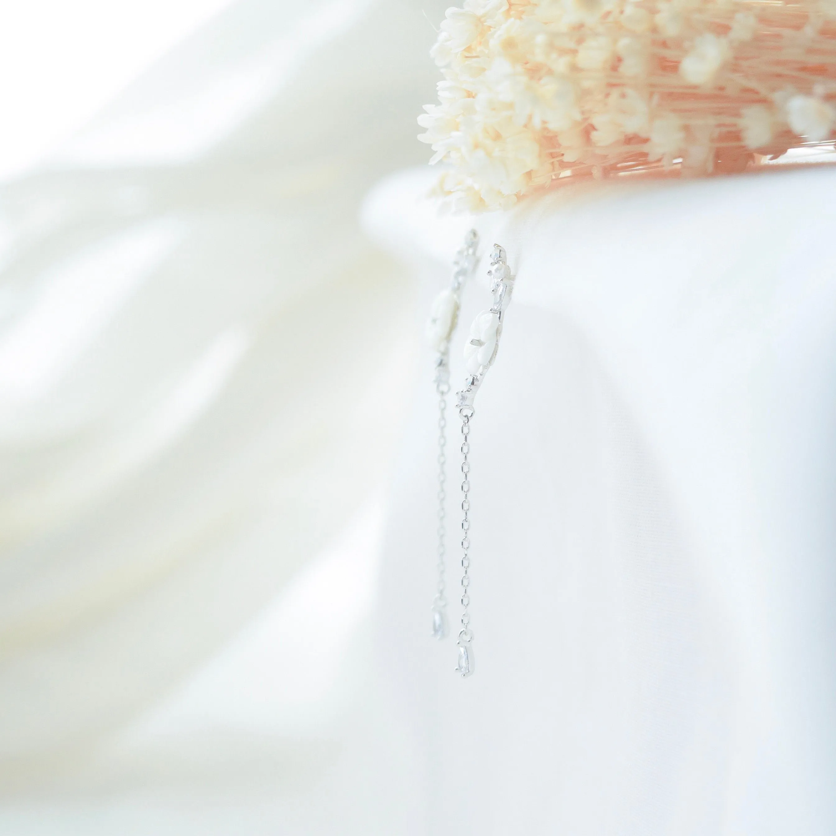 Silver Sakura Dangling Earrings