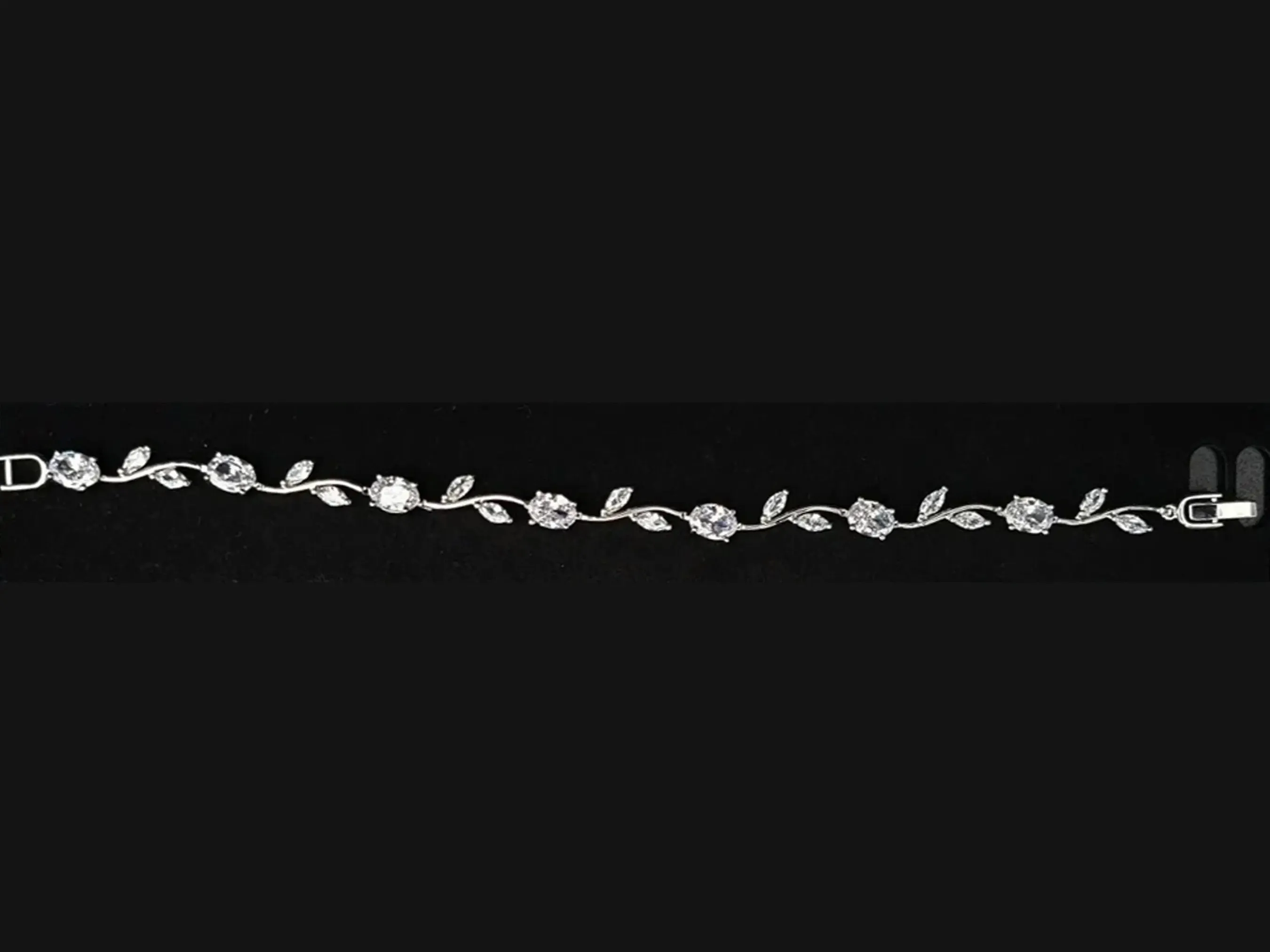 Simple Floral Vine Jewelry Set, Platinum Plated Cubic Zirconia