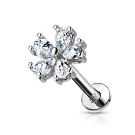 Single CZ Flower Cartilage Hypoallergenic Stud