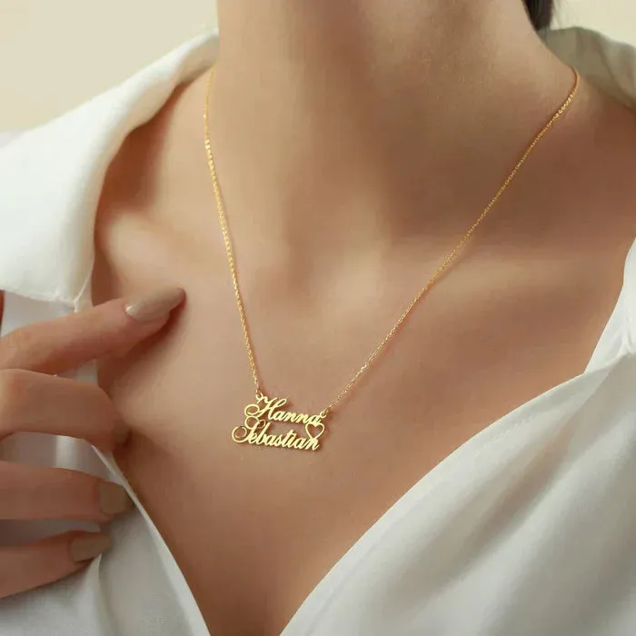 Single Heart Couple Name Necklace