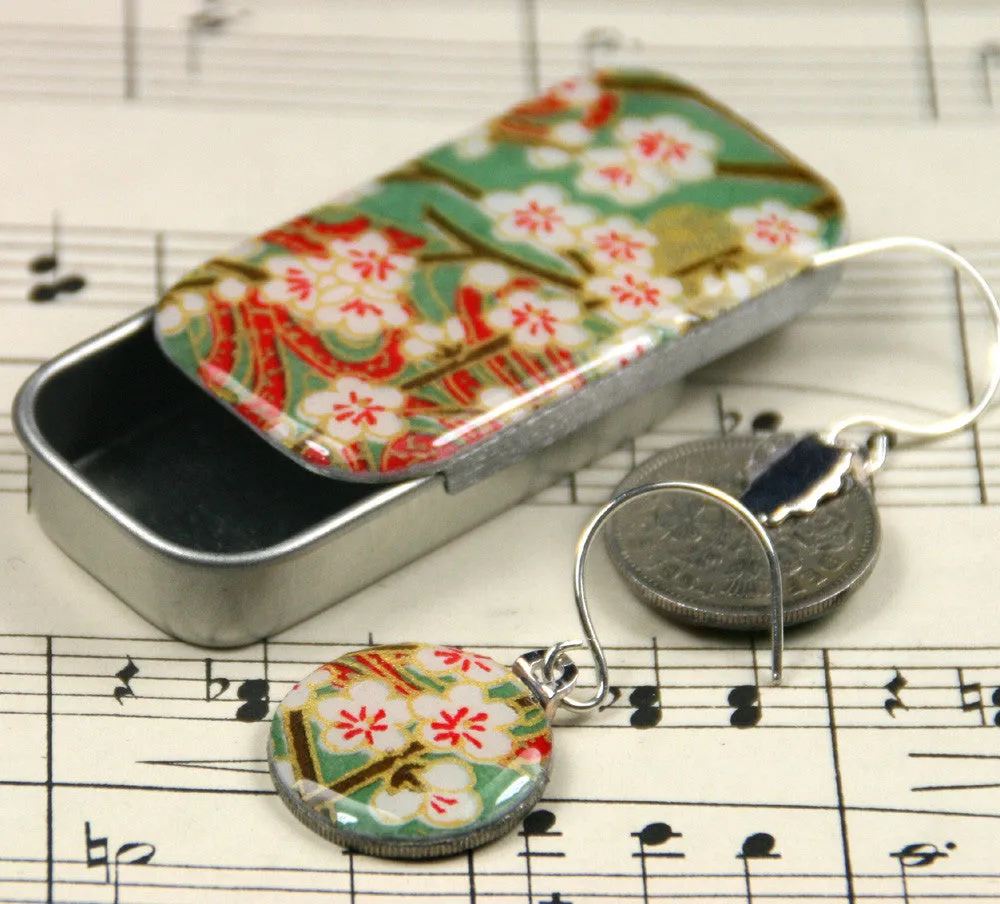 Sixpence Earrings and Teeny Tiny Tin Chiyo Green