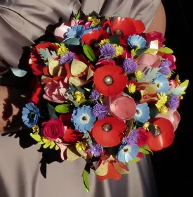 Somewhere over the rainbow paper flower bouquet