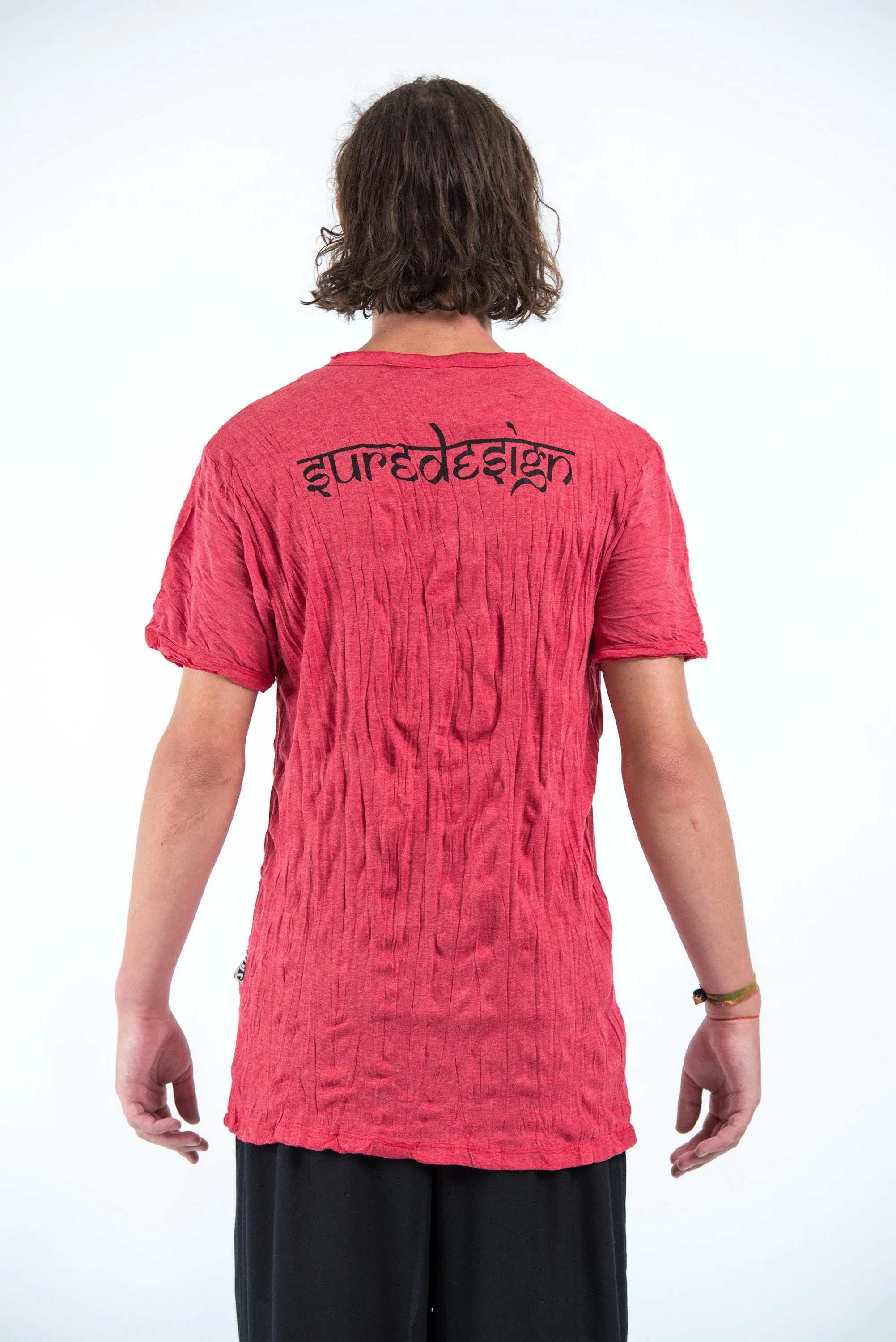 Sure Design Mens Ohm and Koi fish T-Shirt Red