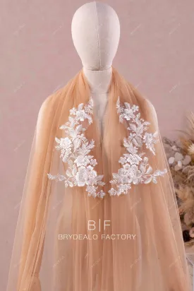 Symmetrical Flower Embroidery Lace Appliques For Sale