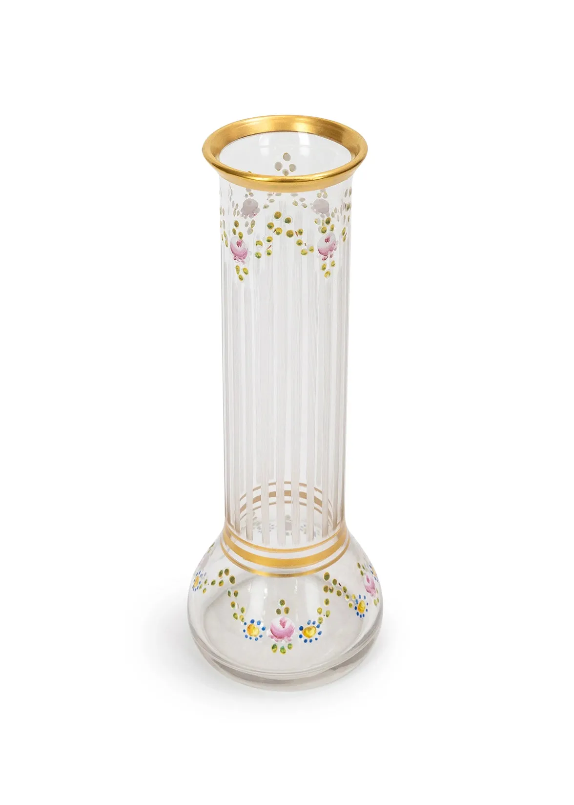 tall antique glass vase by moser, 19th c